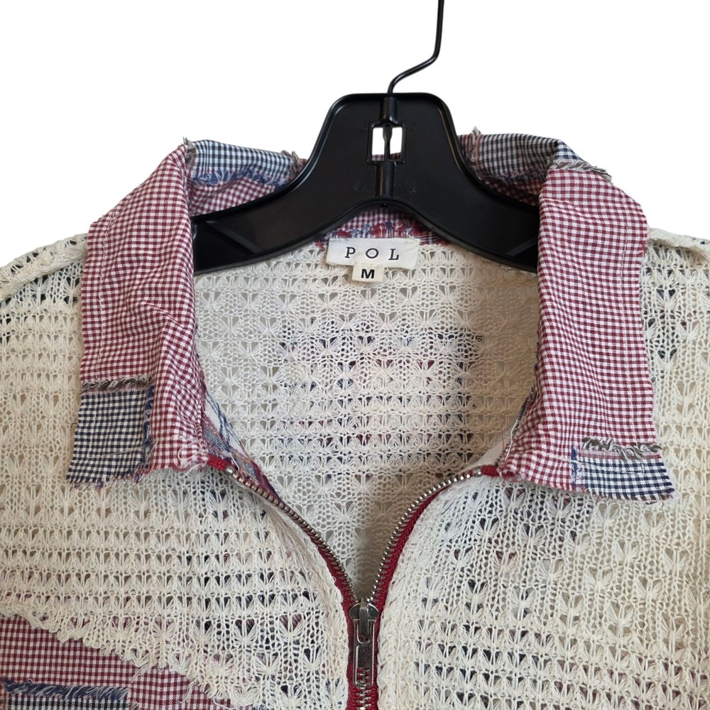 Pol Women's Medium Patchwork Gingham Plaid Croche… - image 4